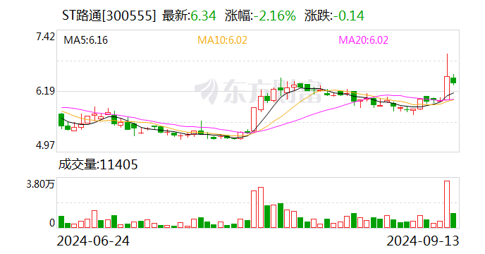 ST路通：高级管理人员庄小正计划减持不超过0.36%公司股份